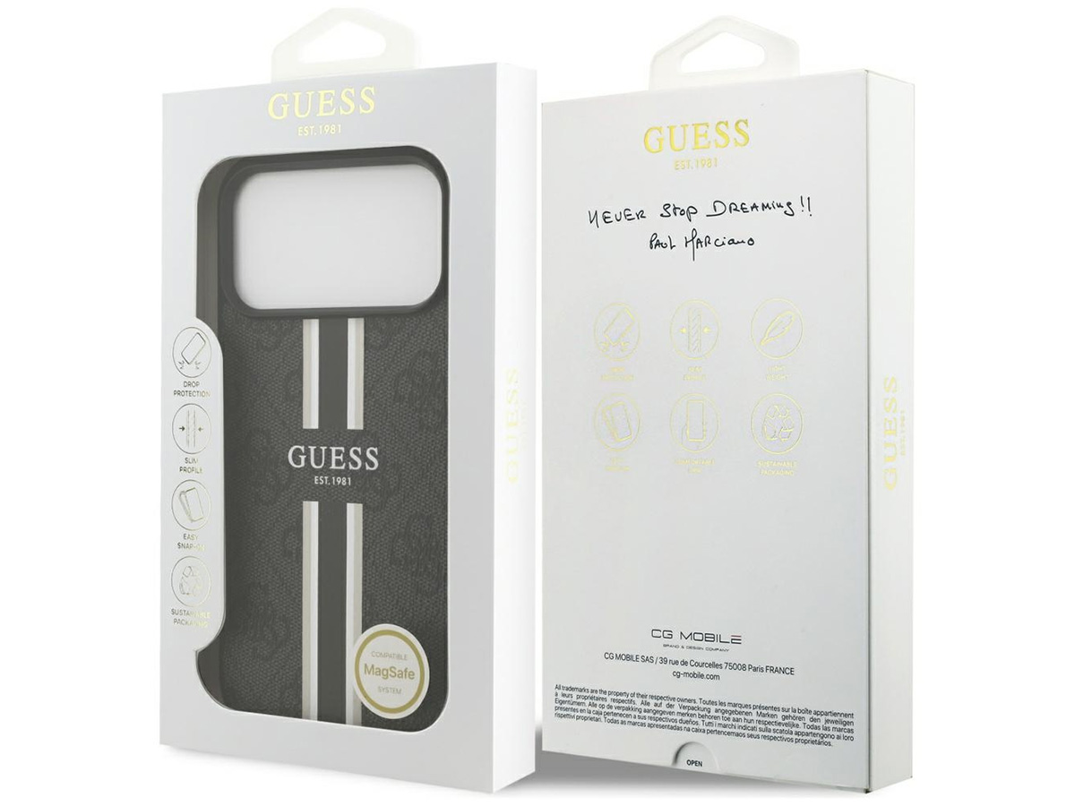 Guess Varsity Monogram MagSafe Case Grijs - iPhone 17 Pro Max hoesje