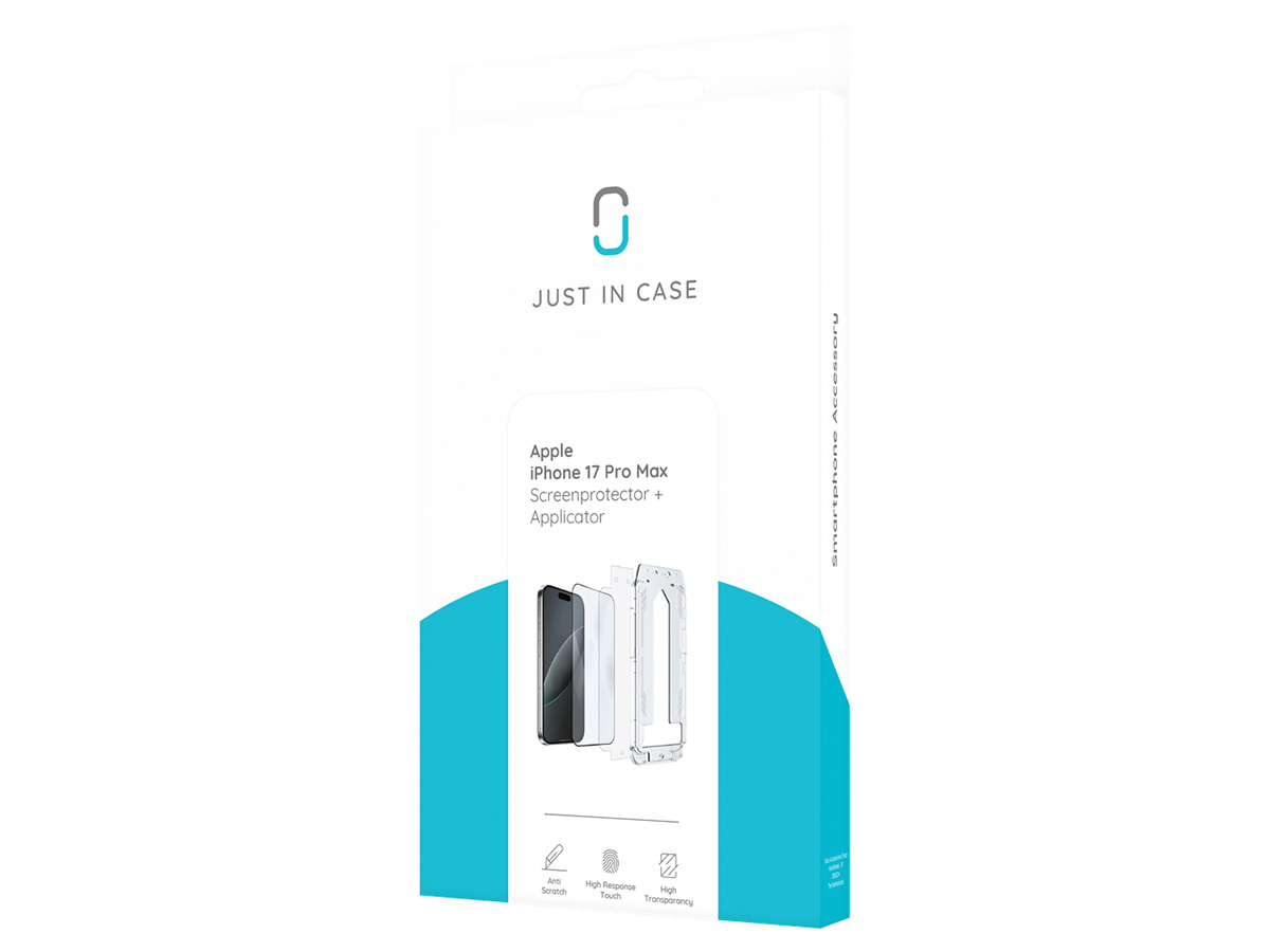 Just in Case iPhone 17 Pro Max Screen Protector met Perfect Resultaat Applicator (2-pack)