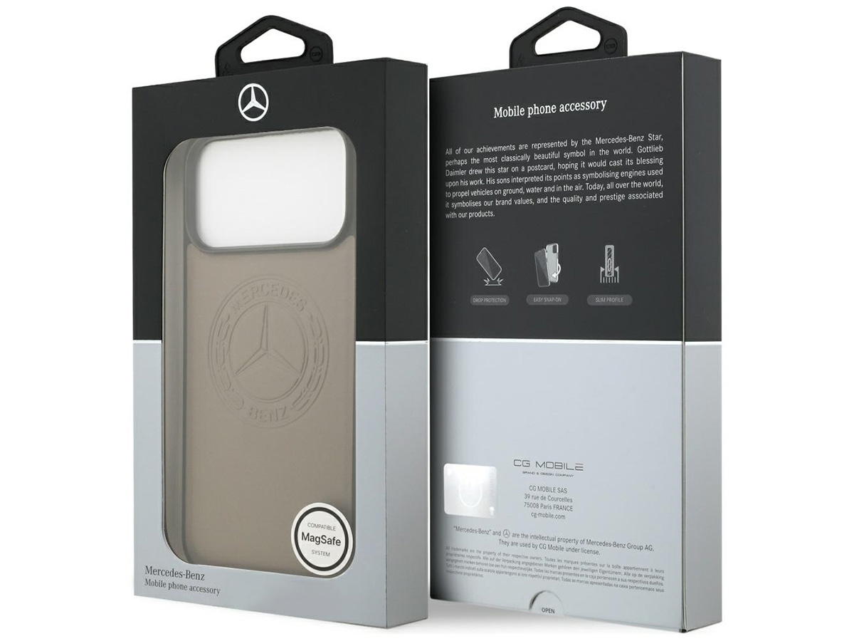 Mercedes-Benz iPhone 17 Pro Max hoesje - Vintage Logo Leather Case met MagSafe