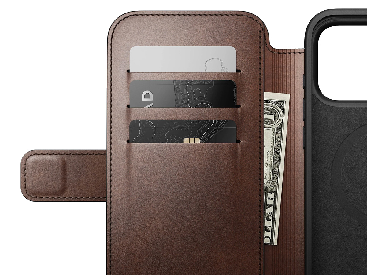 Nomad Horween Modern Leather Folio Bruin - iPhone 17 Pro Max hoesje