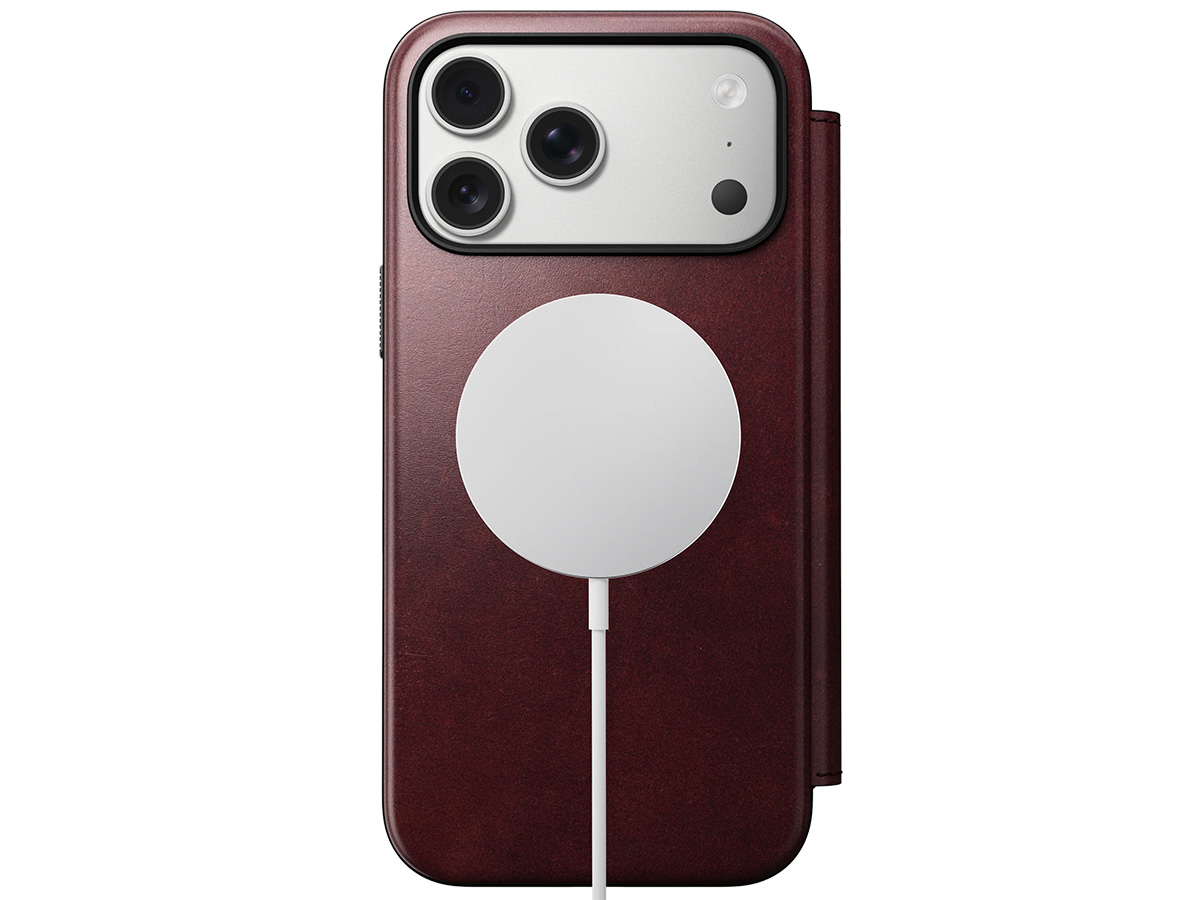 Nomad Horween Modern Leather Folio Burgundy - iPhone 17 Pro Max hoesje