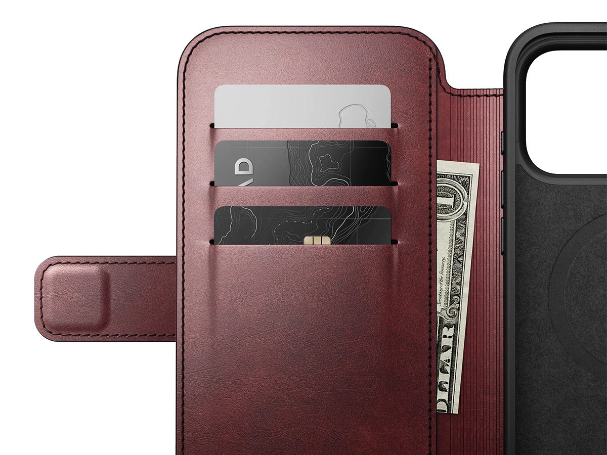 Nomad Horween Modern Leather Folio Burgundy - iPhone 17 Pro Max hoesje