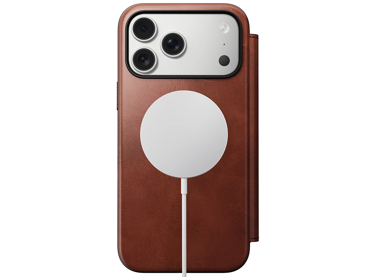 Nomad Horween Modern Leather Folio Cognac - iPhone 17 Pro Max hoesje