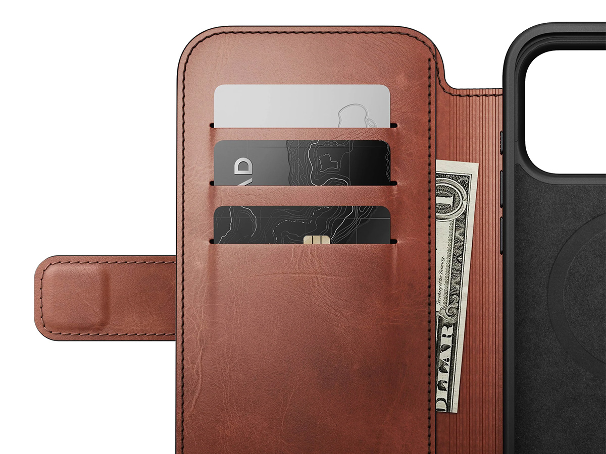 Nomad Horween Modern Leather Folio Cognac - iPhone 17 Pro Max hoesje