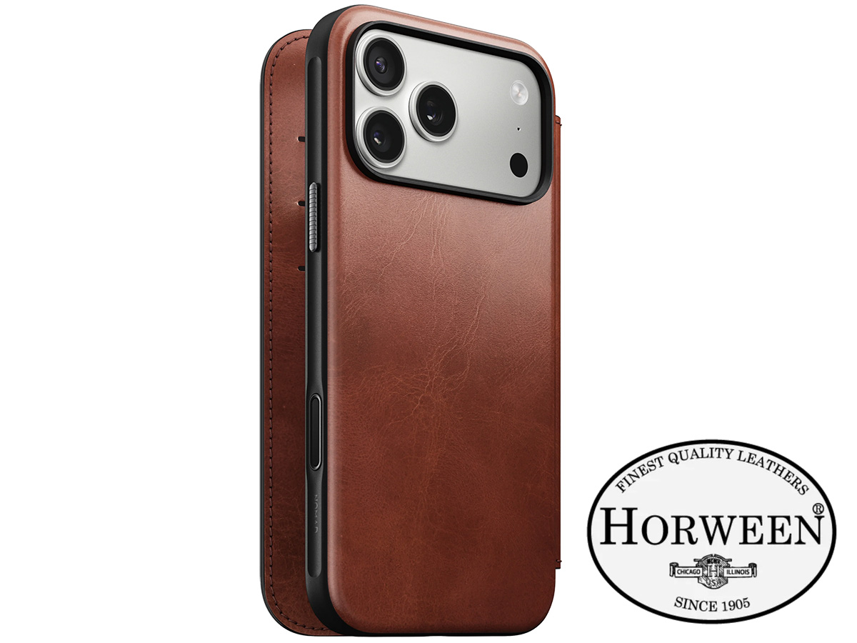 Nomad Horween Modern Leather Folio Cognac - iPhone 17 Pro Max hoesje