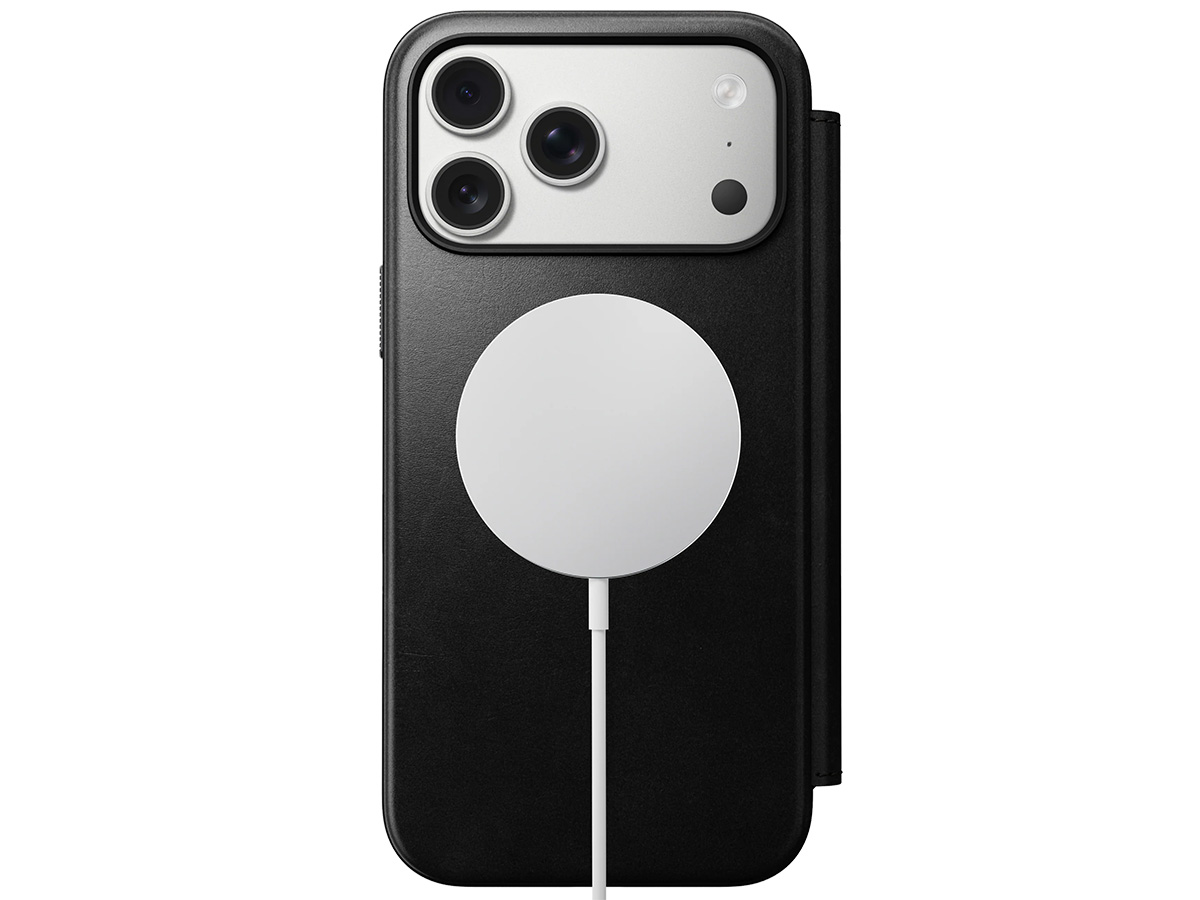Nomad Horween Modern Leather Folio Zwart - iPhone 17 Pro Max hoesje