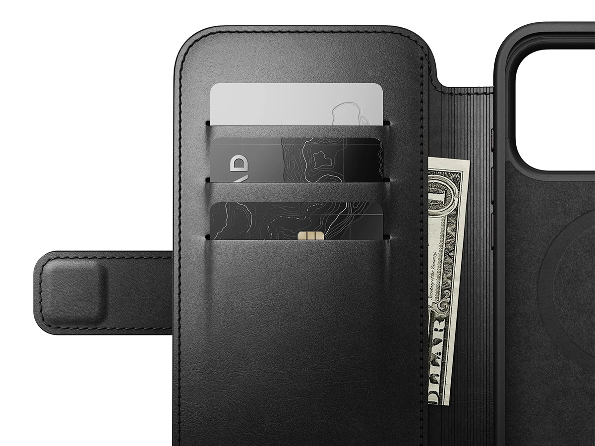 Nomad Horween Modern Leather Folio Zwart - iPhone 17 Pro Max hoesje