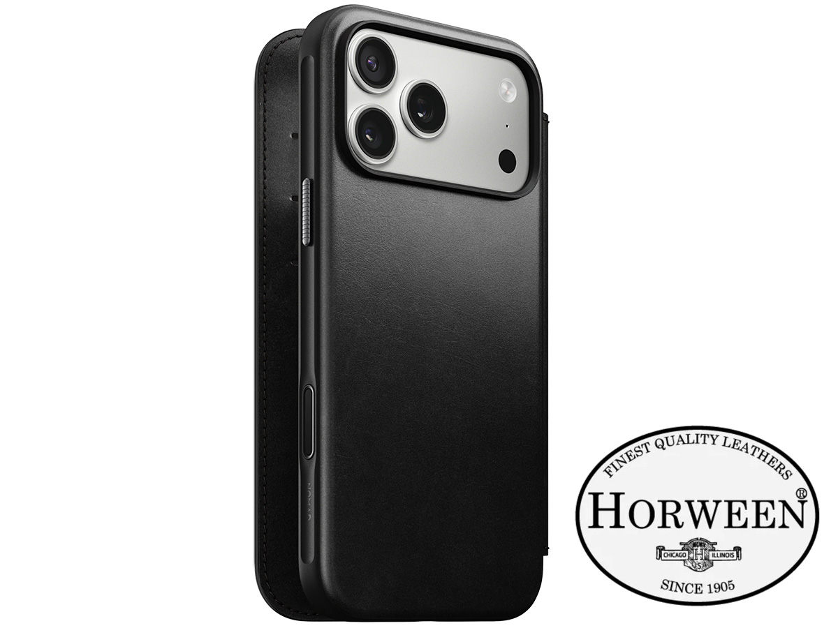 Nomad Horween Modern Leather Folio Zwart - iPhone 17 Pro Max hoesje