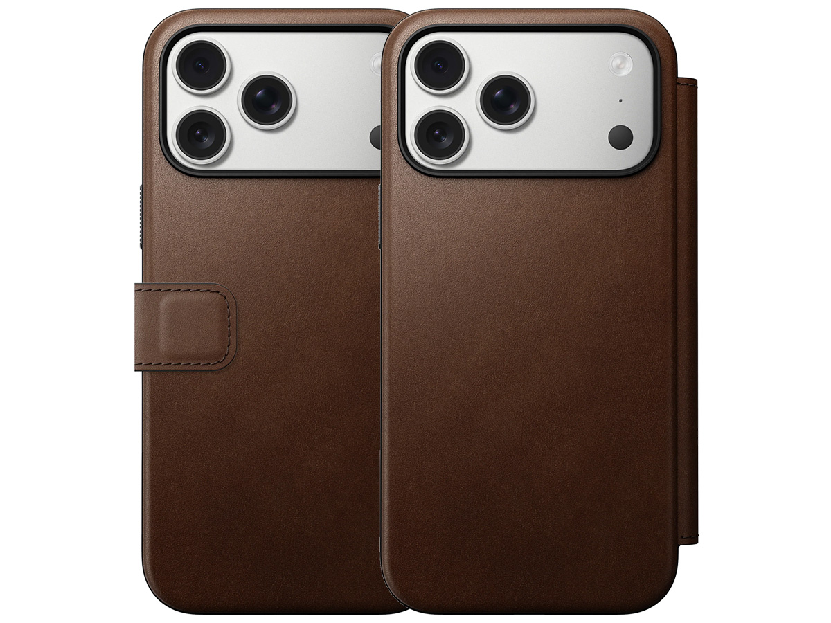 Nomad Modern Leather Folio Bruin - iPhone 17 Pro Max hoesje