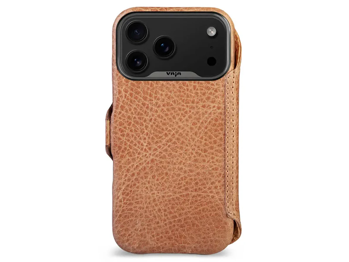 Vaja V-Mag Leather Wallet Case MagSafe Camel - iPhone 17 Pro Max Hoesje Leer