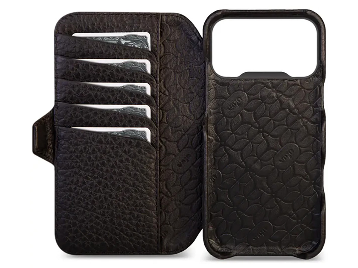 Vaja V-Mag Leather Wallet Case MagSafe Zwart - iPhone 17 Pro Max Hoesje Leer