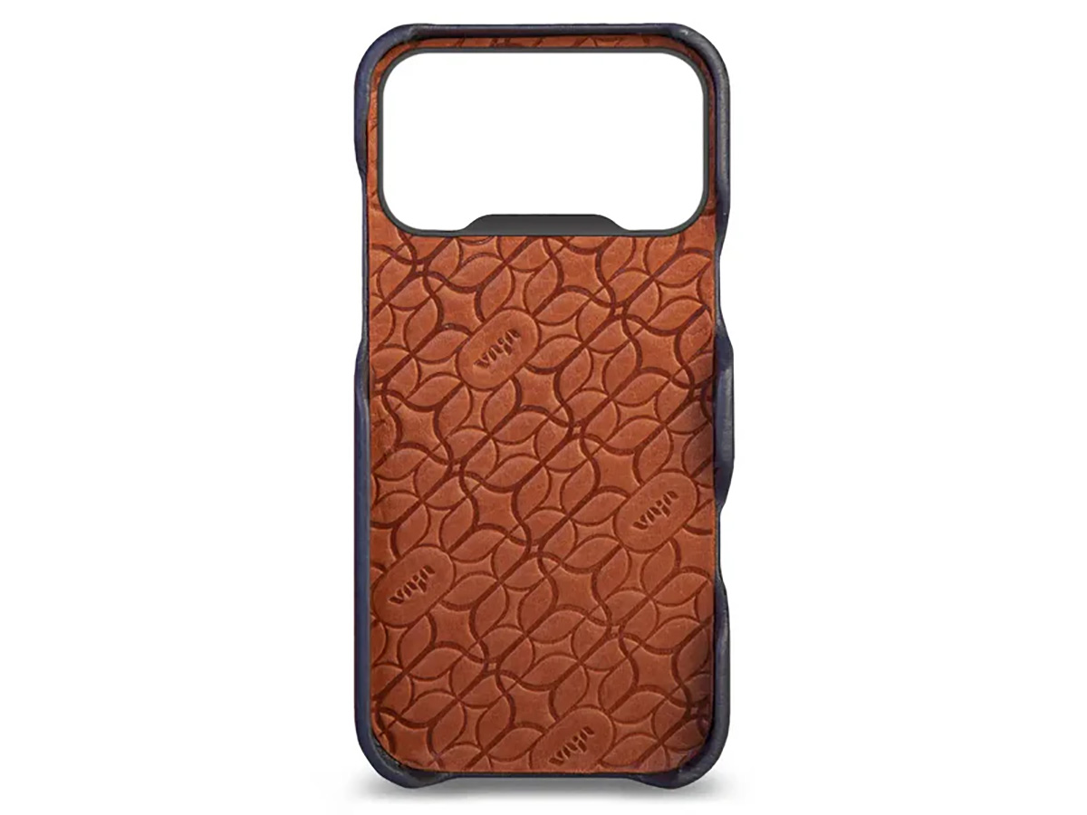 Vaja V-Mag Grip Leather Case MagSafe Donkerblauw - iPhone 17 Pro Max Hoesje Leer