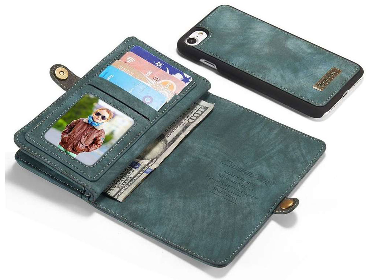 CaseMe 2in1 Wallet Ritsvak Case Blauw - iPhone SE/8/7 Hoesje