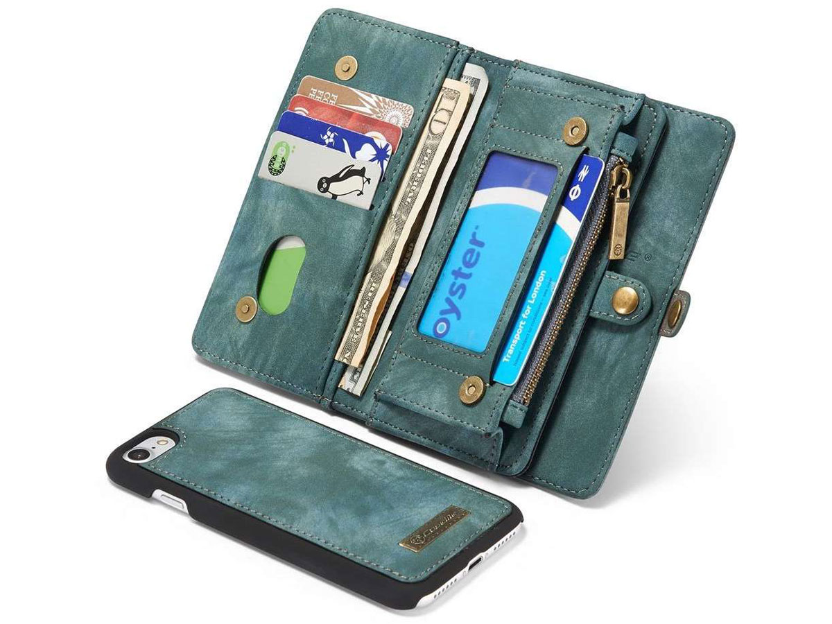 CaseMe 2in1 Wallet Ritsvak Case Blauw - iPhone SE/8/7 Hoesje