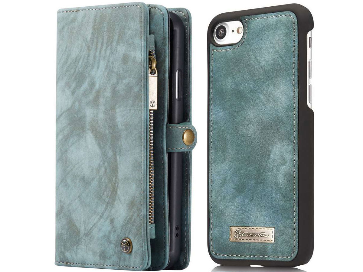 CaseMe 2in1 Wallet Ritsvak Case Blauw - iPhone SE/8/7 Hoesje