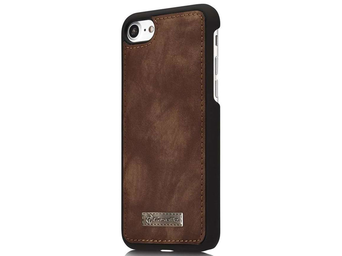 CaseMe 2in1 Wallet Ritsvak Case Bruin - iPhone SE/8/7 Hoesje