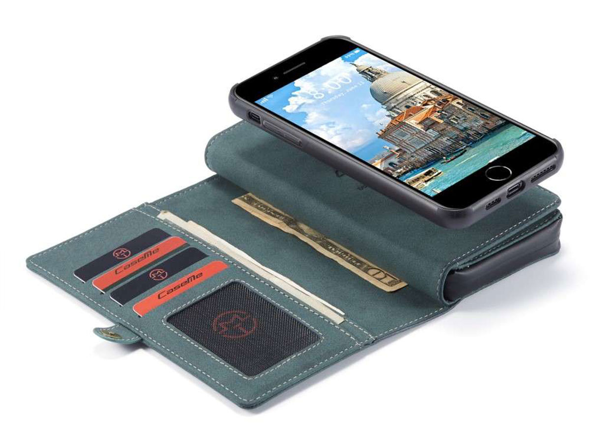 CaseMe Multi Wallet Ritsvak Case Blauw - iPhone SE 2020/8/7 Hoesje