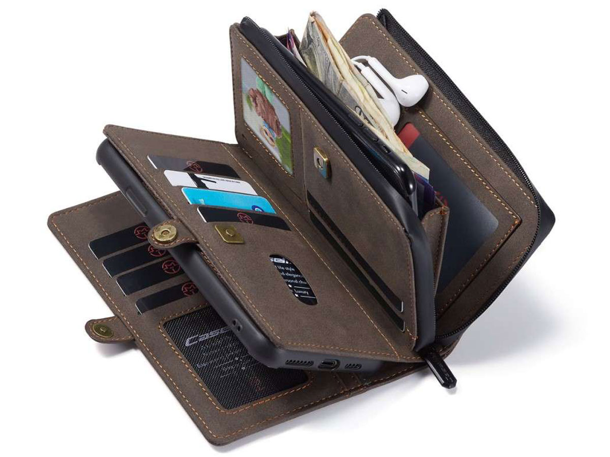 CaseMe Multi Wallet Ritsvak Case Bruin - iPhone SE/8/7 Hoesje