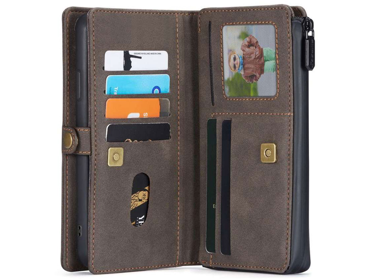 CaseMe Multi Wallet Ritsvak Case Bruin - iPhone SE/8/7 Hoesje