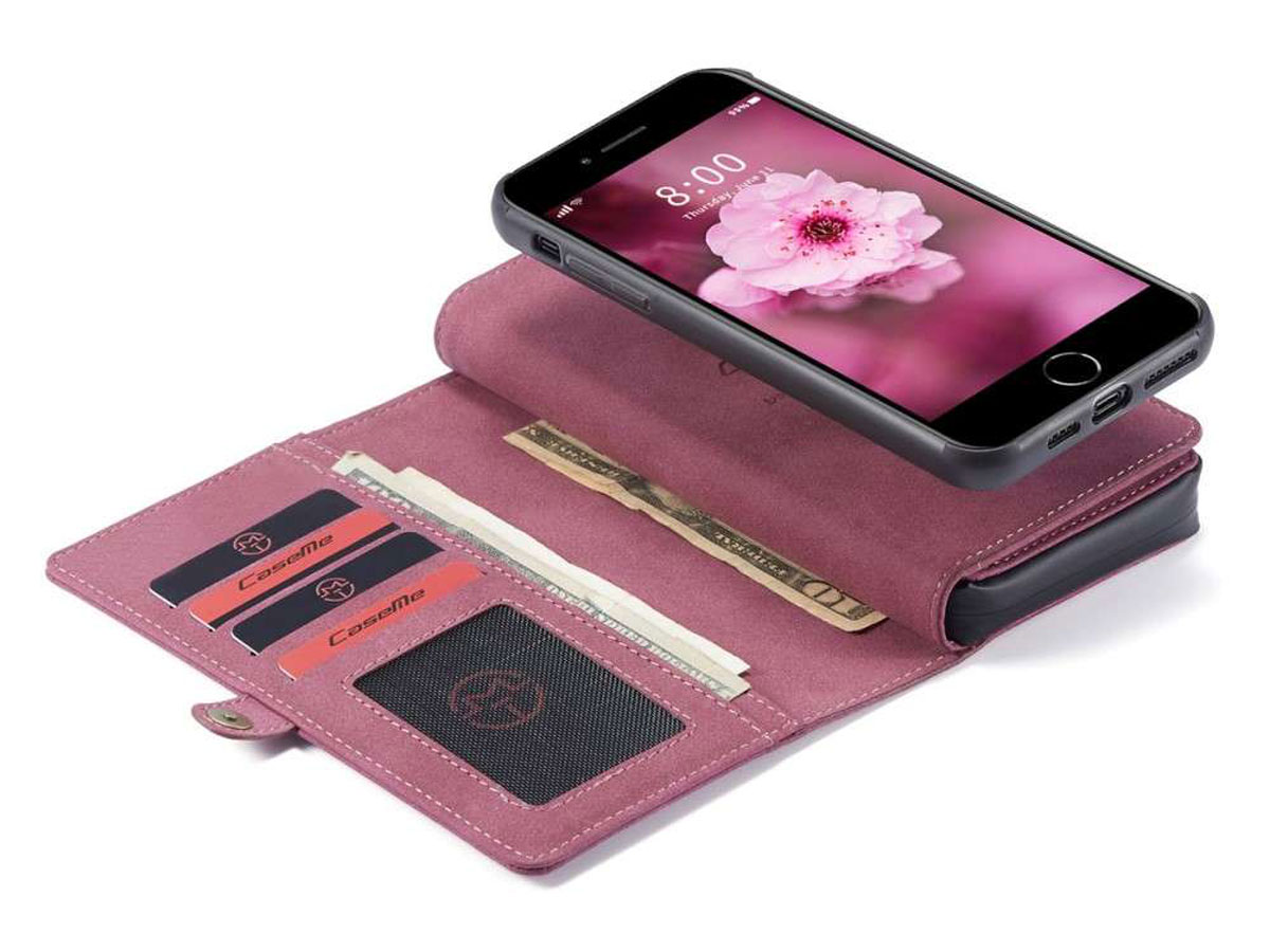 CaseMe Multi Wallet Ritsvak Case Rood - iPhone SE/8/7 Hoesje