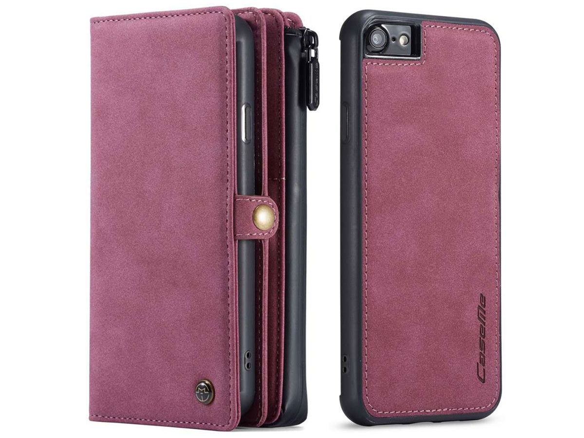 CaseMe Multi Wallet Ritsvak Case Rood - iPhone SE/8/7 Hoesje