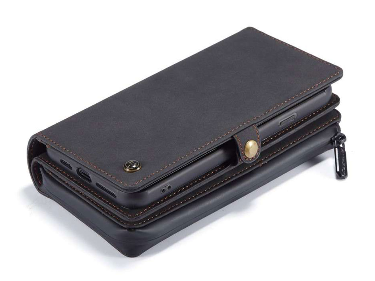 CaseMe Multi Wallet Ritsvak Case Zwart - iPhone SE/8/7 Hoesje