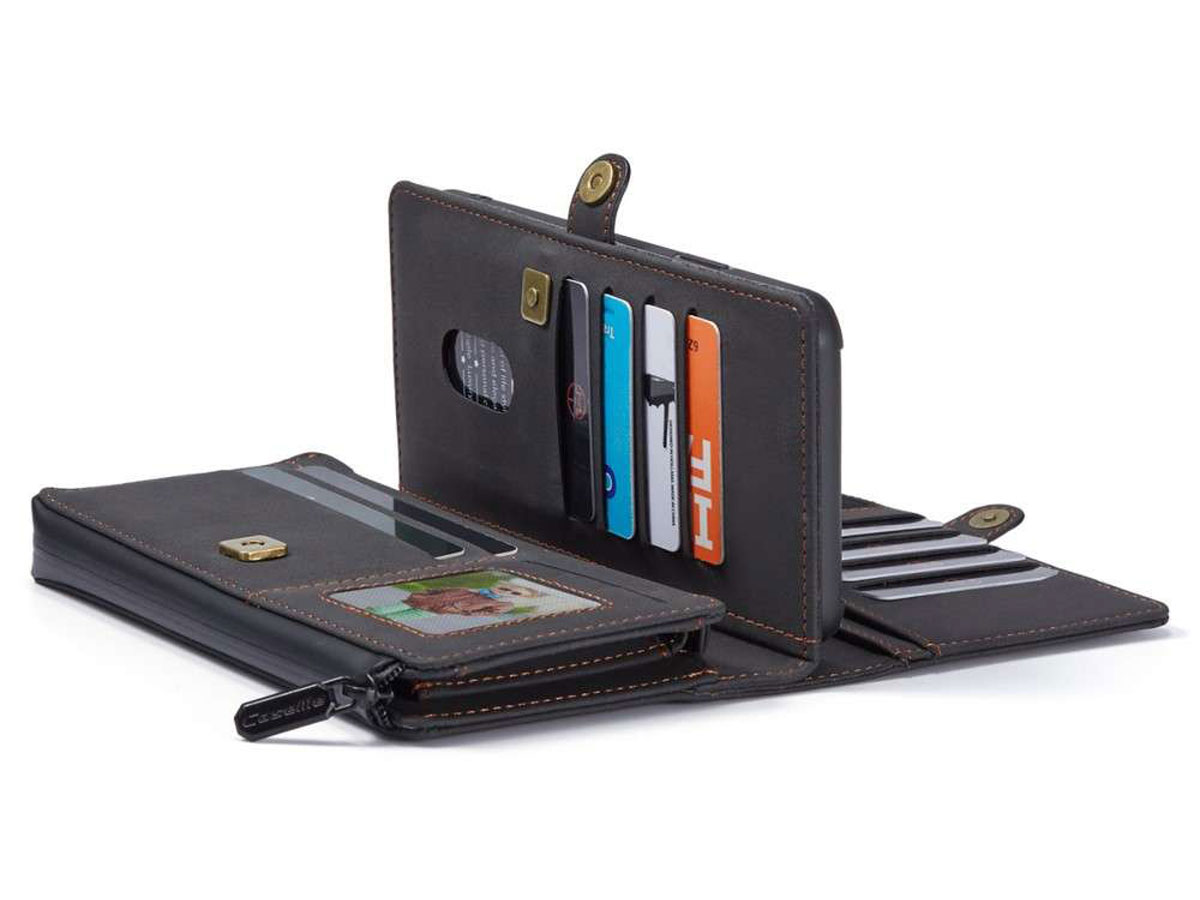 CaseMe Multi Wallet Ritsvak Case Zwart - iPhone SE/8/7 Hoesje