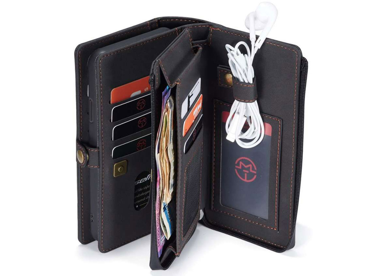 CaseMe Multi Wallet Ritsvak Case Zwart - iPhone SE/8/7 Hoesje