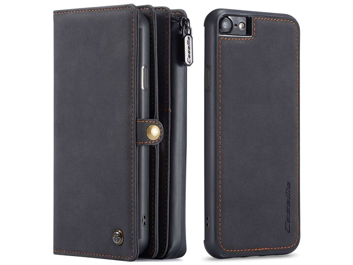 CaseMe Multi Wallet Ritsvak Case Zwart - iPhone SE/8/7 Hoesje