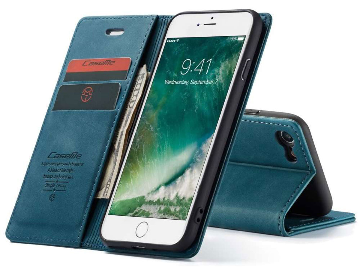 Uluru klink rustig aan CaseMe Vintage BookCase Blauw iPhone SE 2020/8/7 hoesje