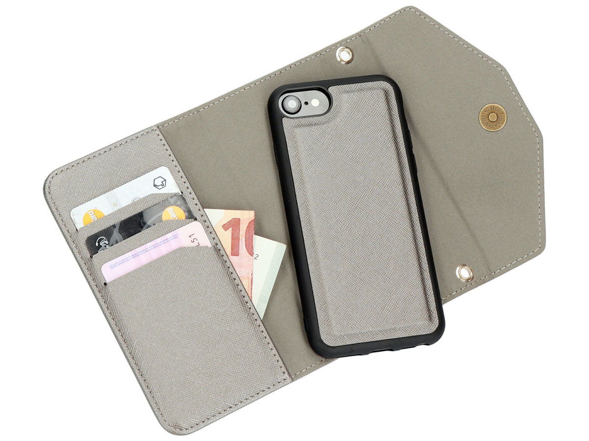 Casetastic Saffiano 2in1 Clutch Case Zilver - iPhone SE/8/7 hoesje