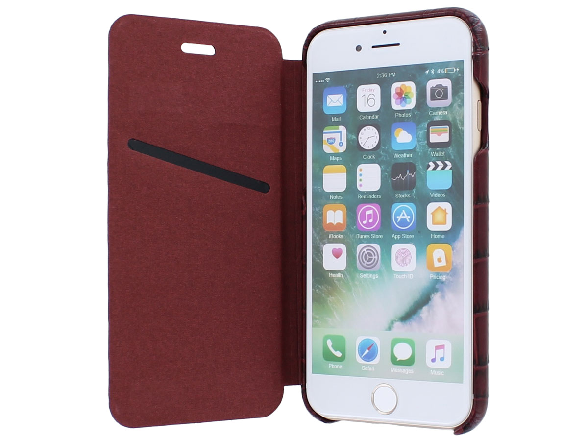 Graffi Oyster Croco Bordeaux Leer - iPhone SE / 8 / 7 / 6(s) hoesje