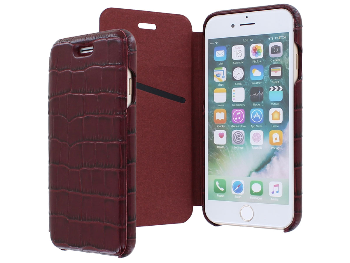 Graffi Oyster Croco Bordeaux Leer - iPhone SE / 8 / 7 / 6(s) hoesje