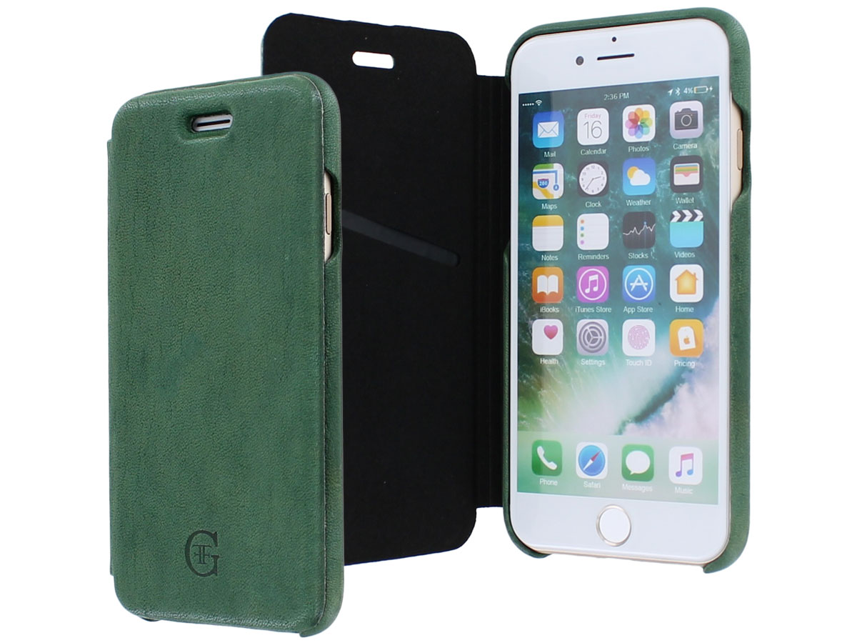 Graffi Oyster Folio Groen Leer - iPhone SE / 8 / 7 / 6(s) hoesje