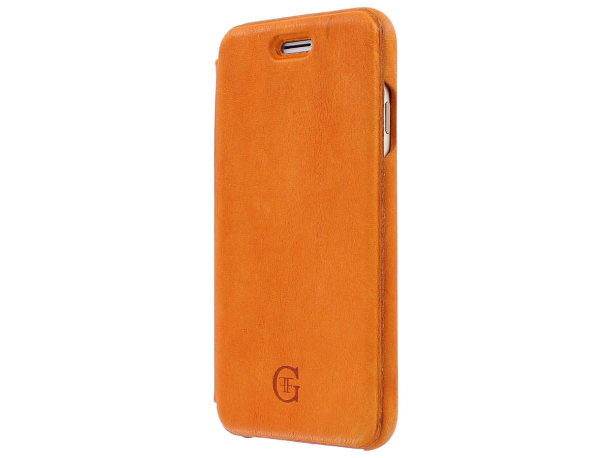 Mediaan Lil Kiezelsteen Graffi Oyster Case Oranje Leer iPhone SE 2/8/7/6 hoesje