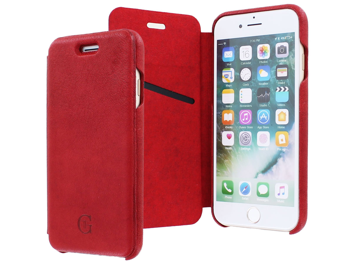 Graffi Oyster Folio Rood Leer - iPhone SE / 8 / 7 / 6(s) hoesje