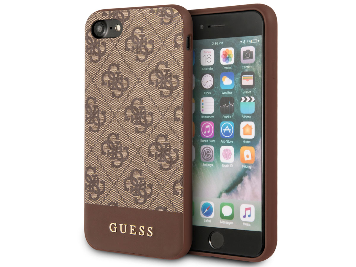 Guess 4G Monogram Case Bruin - iPhone SE / 8 / 7 / 6 hoesje