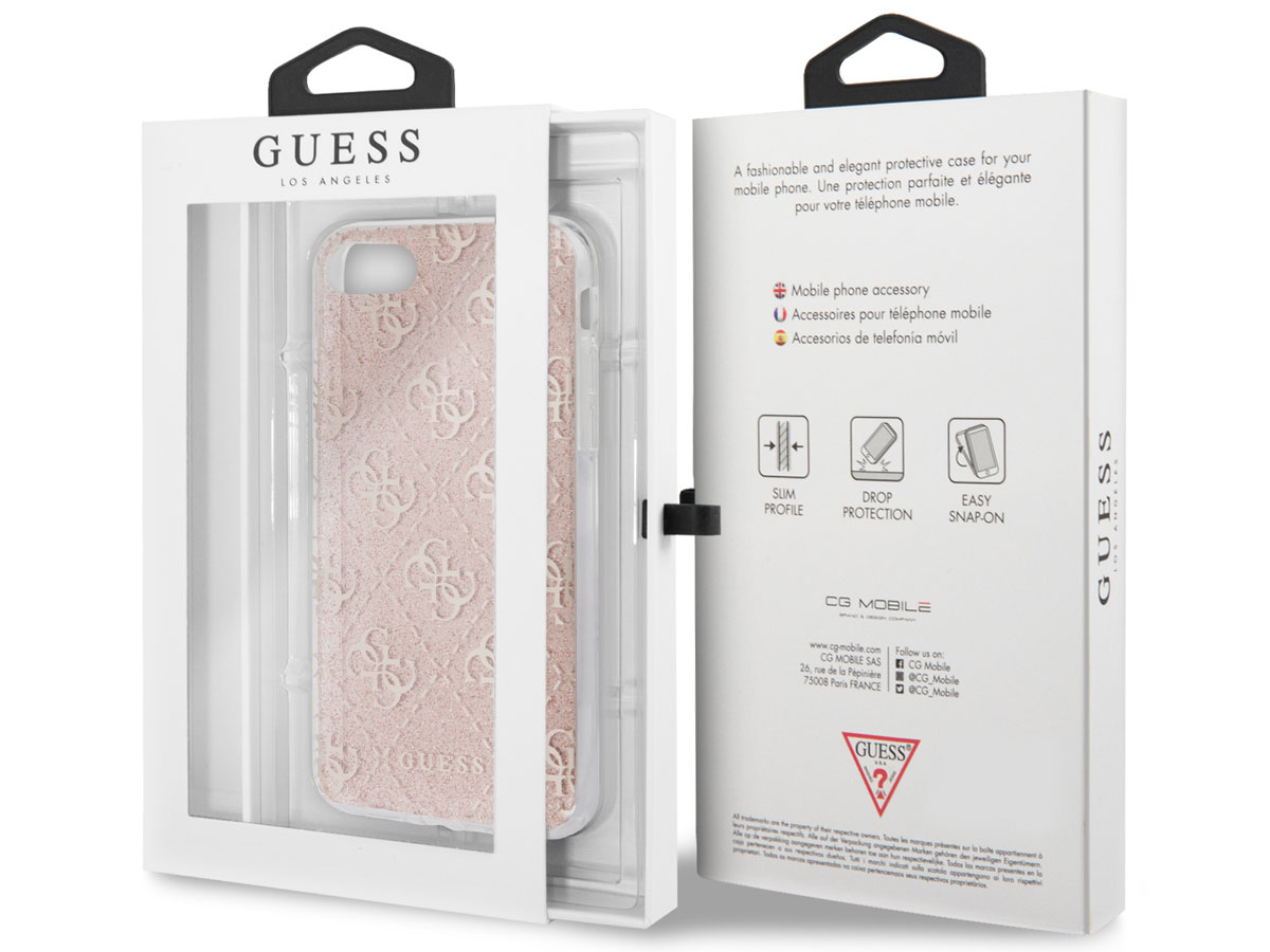 Guess 4G Glitter TPU Case Rosé - iPhone SE / 8 / 7 / 6 hoesje
