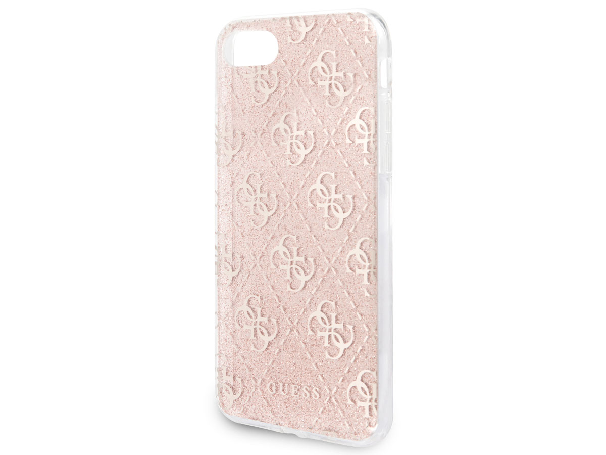 Guess 4G Glitter TPU Case Rosé - iPhone SE / 8 / 7 / 6 hoesje