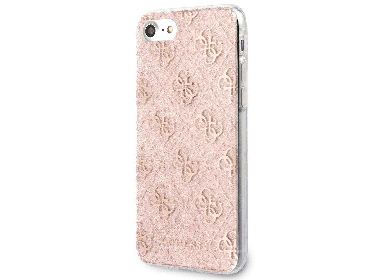 Guess 4G Glitter TPU Case Rosé - iPhone SE / 8 / 7 / 6 hoesje