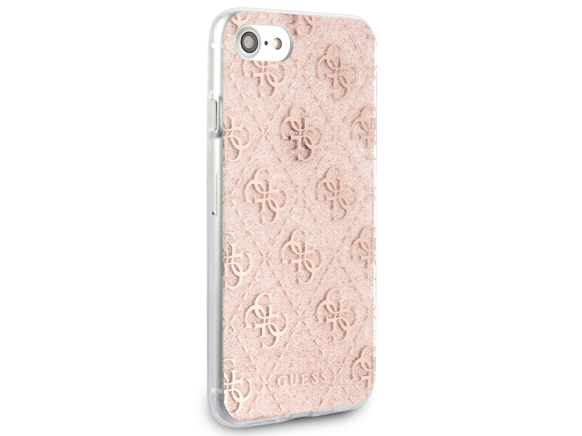 Guess 4G Glitter TPU Case Rosé - iPhone SE / 8 / 7 / 6 hoesje