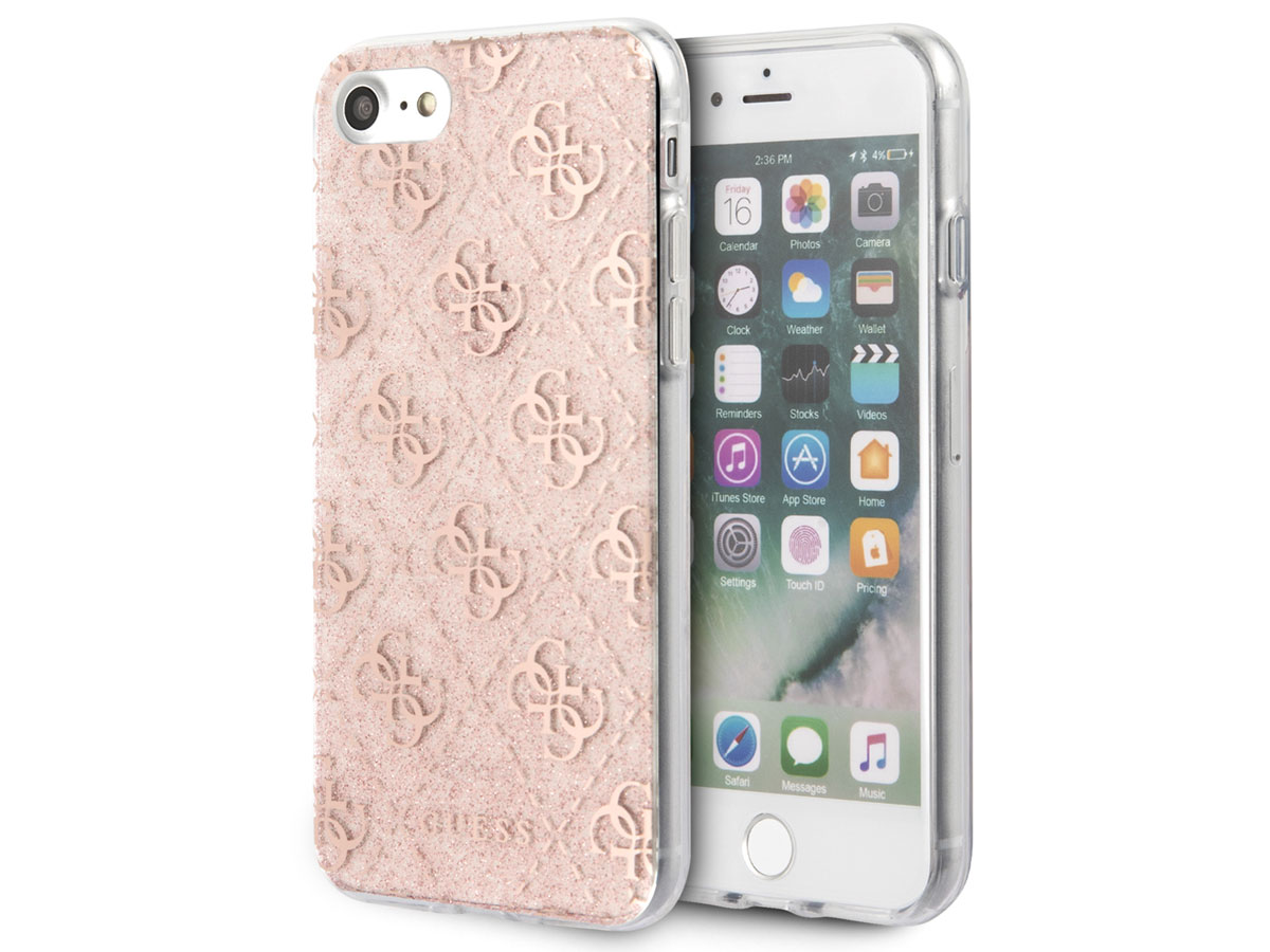 Guess 4G Glitter TPU Case Rosé - iPhone SE / 8 / 7 / 6 hoesje