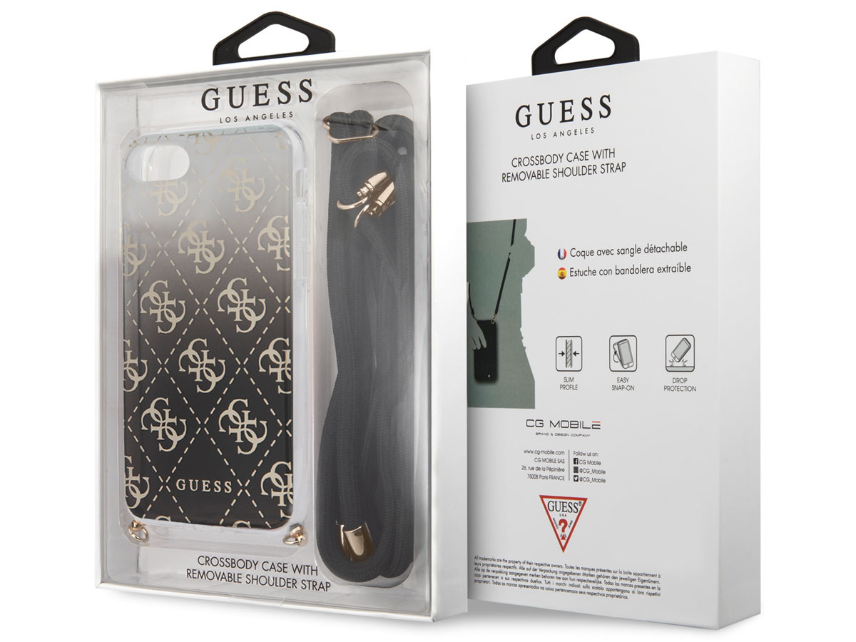 Guess 4G Necklace Case Zwart - iPhone SE / 8 / 7 / 6 hoesje