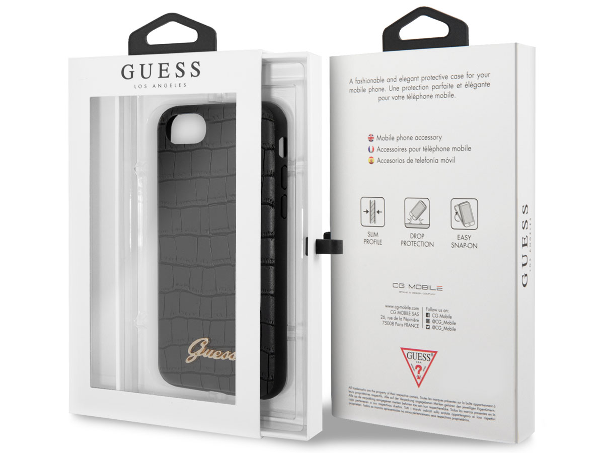 Guess Croco Case Zwart - iPhone SE / 8 / 7 / 6 hoesje