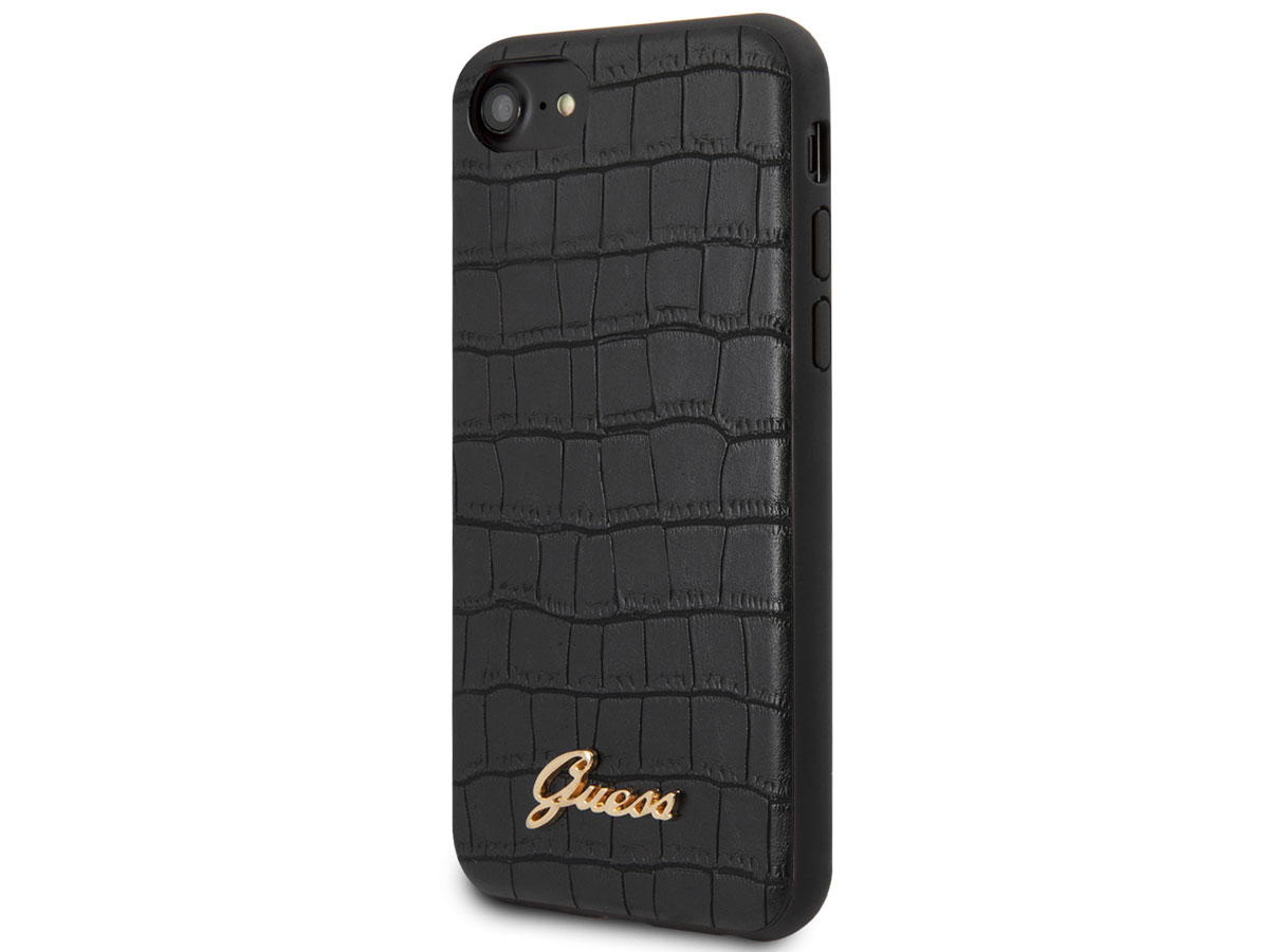 Guess Croco Case Zwart - iPhone SE / 8 / 7 / 6 hoesje