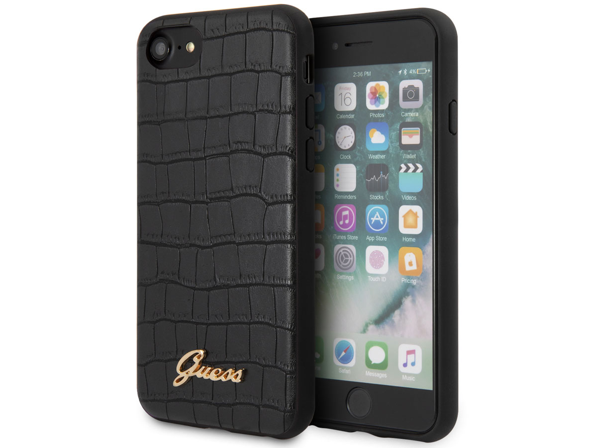 Guess Croco Case Zwart - iPhone SE / 8 / 7 / 6 hoesje