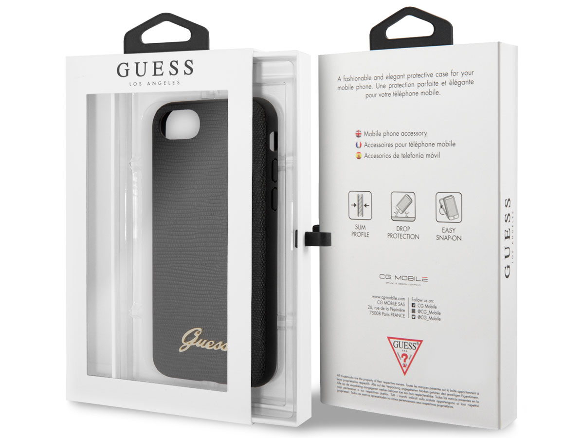 Guess Lizard Case Zwart - iPhone SE / 8 / 7 / 6 hoesje