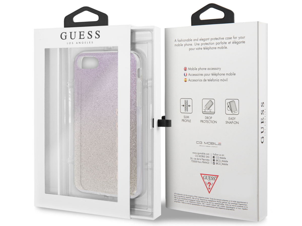 Guess Glitter TPU Case Gold Pink - iPhone SE / 8 / 7 / 6 hoesje