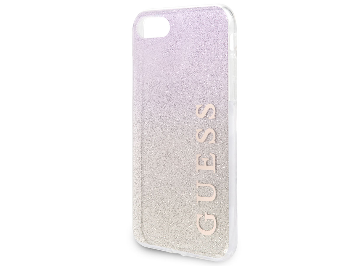 Guess Glitter TPU Case Gold Pink - iPhone SE / 8 / 7 / 6 hoesje