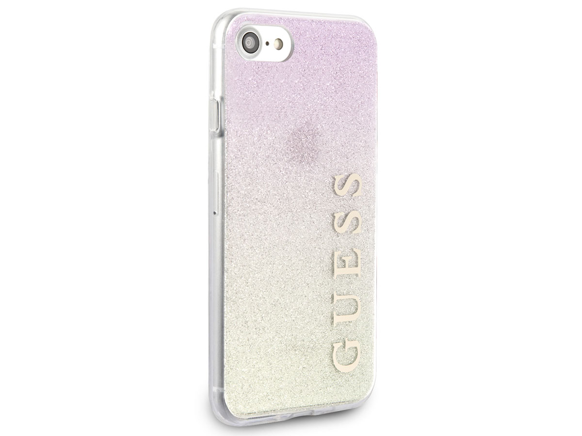 Guess Glitter TPU Case Gold Pink - iPhone SE 2020 / 8 / 7 / 6 hoesje
